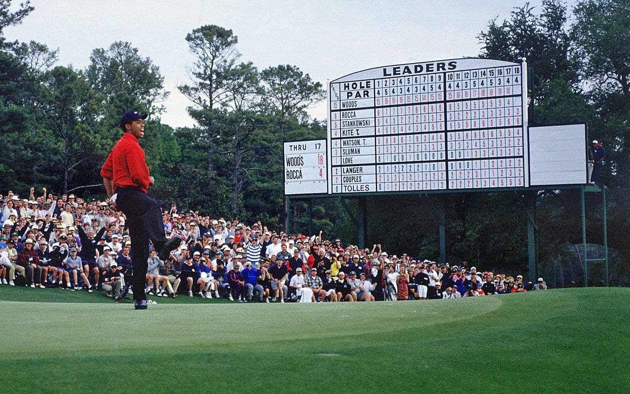Tiger Woods, Masters, red shirt, HD Desktop Wallpaper
