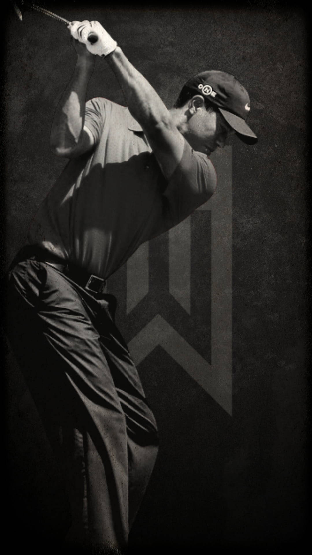 Tiger Woods, dark logo art, black and white, Full HD Phone Wallpaper