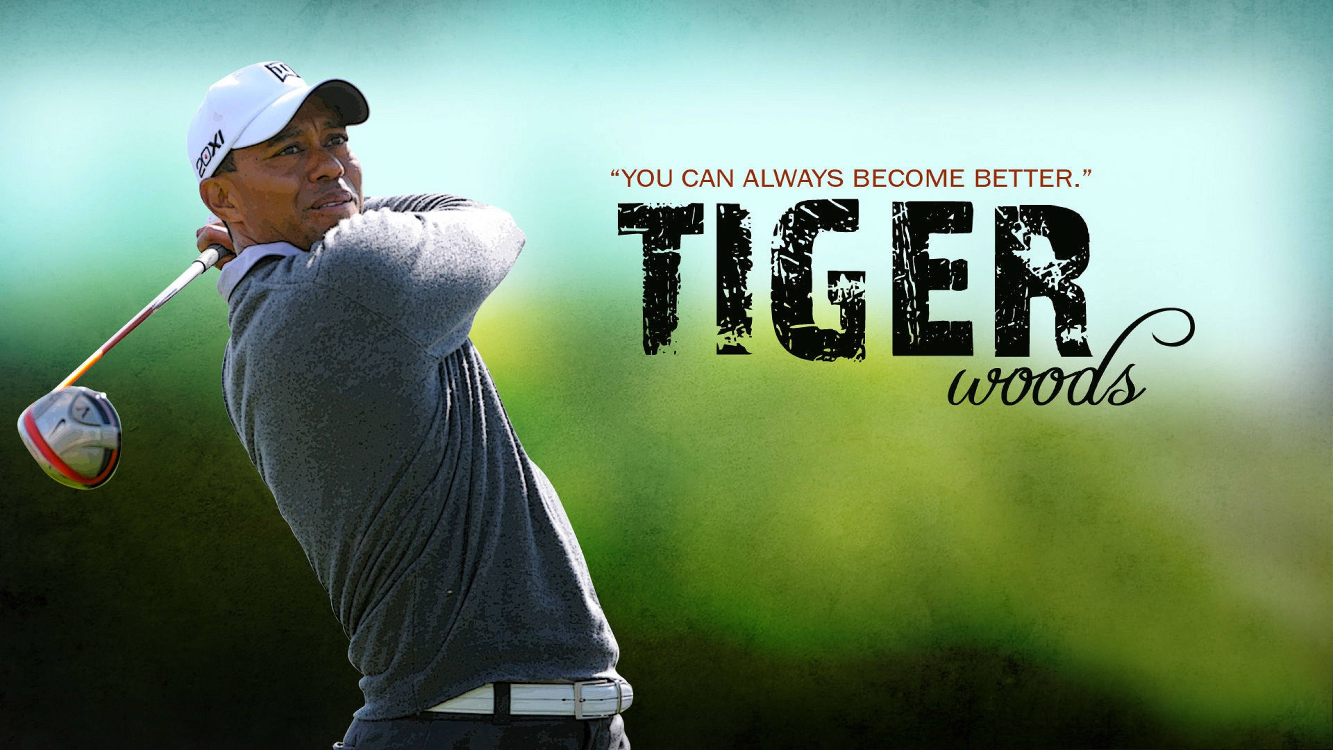 Tiger Woods, golf course, mid-swing, 5K Desktop Wallpaper
