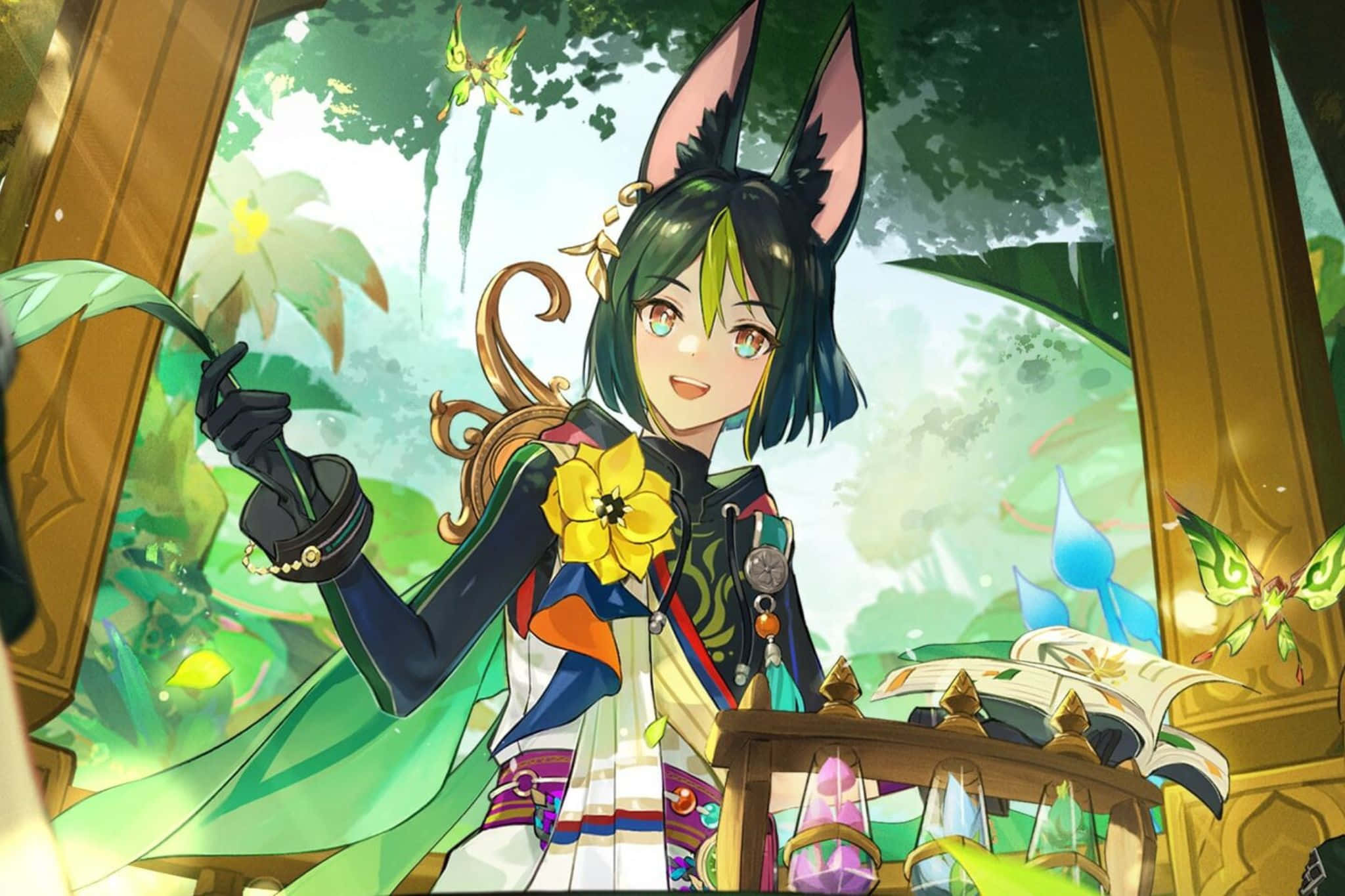 Tighnari, forest librarian, fox ears, Full HD Desktop Wallpaper