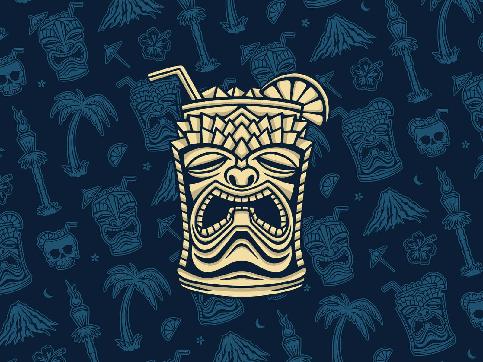 tiki mug, screaming face, straw, HD Desktop Wallpaper