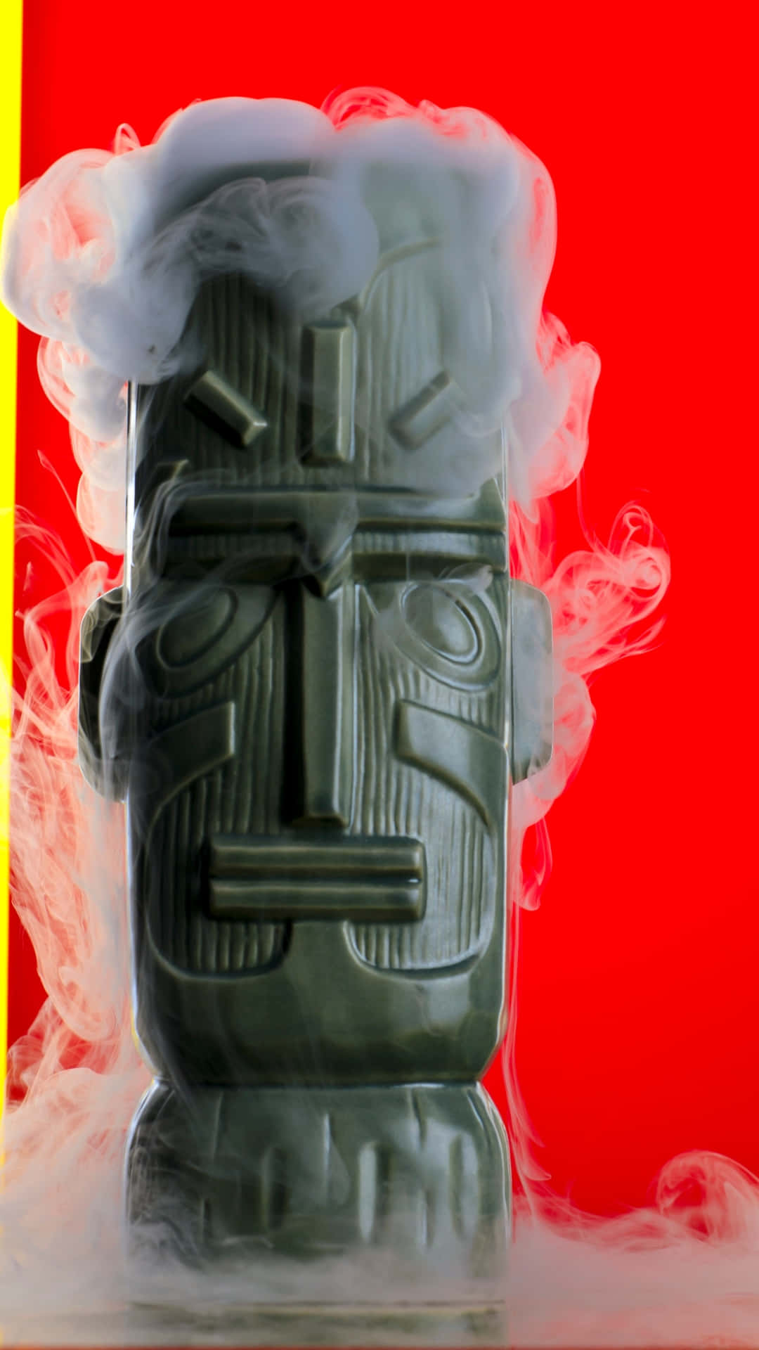 mystical smoking tiki statue, dark green tiki mug, intricate carvings, Full HD Phone Wallpaper