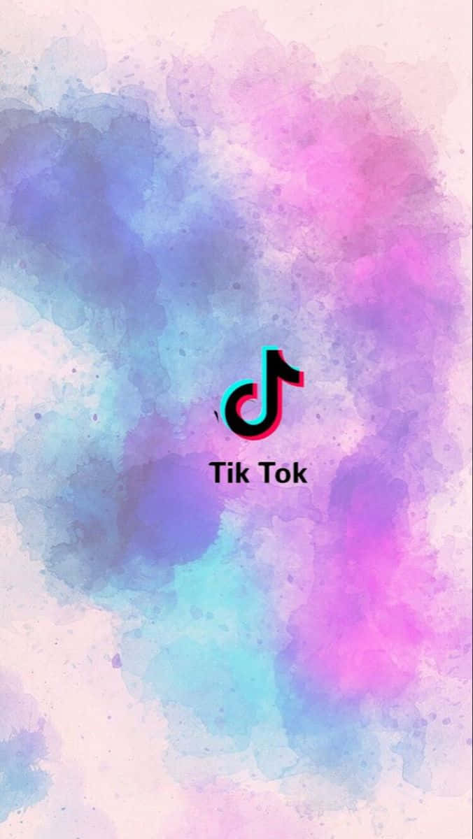 TikTok logo, watercolor background, pink, SD Phone Wallpaper