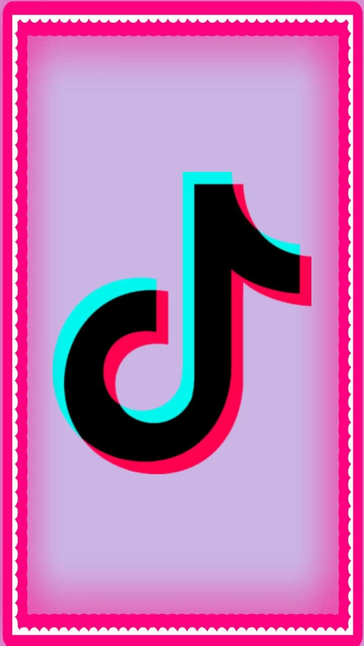 TikTok, black cyan and magenta outlines, gradient pink background, SD Phone Wallpaper