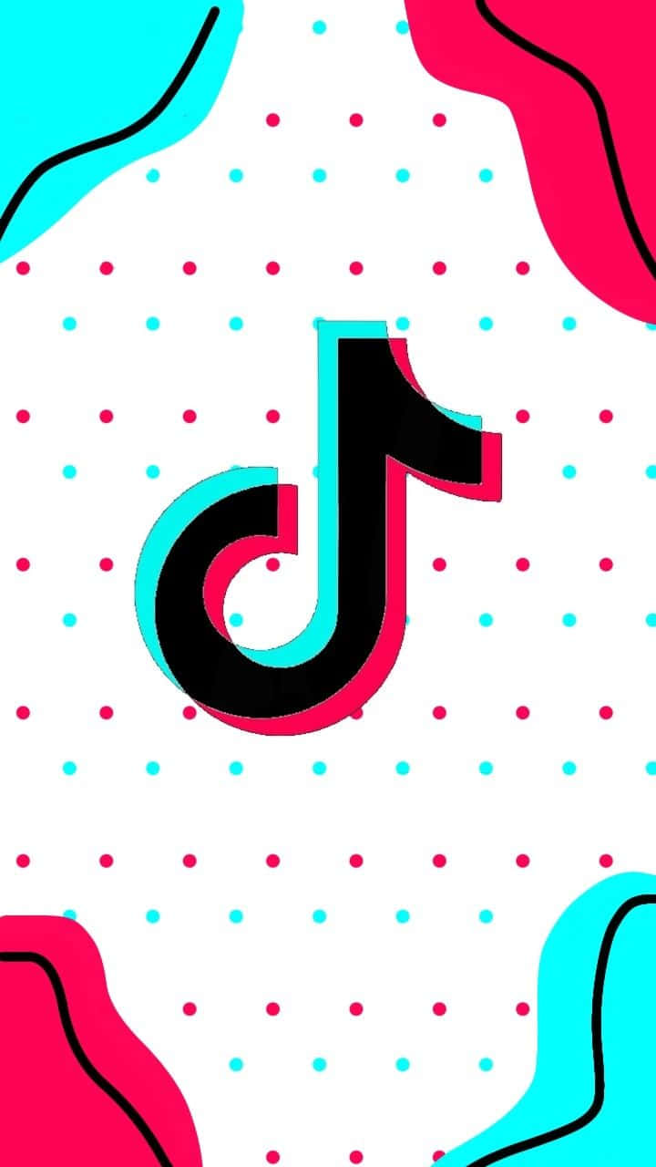 TikTok, white background, pink and cyan polka dots, HD Phone Wallpaper