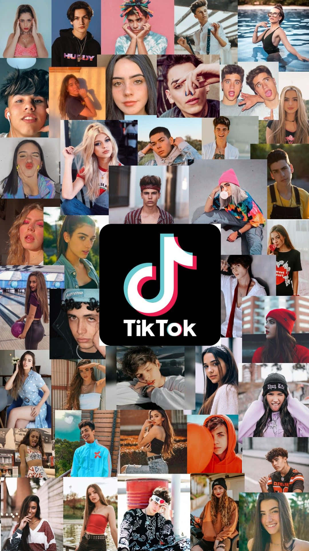 TikTok Aesthetics, TikTok logo, vibrant collage, Full HD Phone Wallpaper