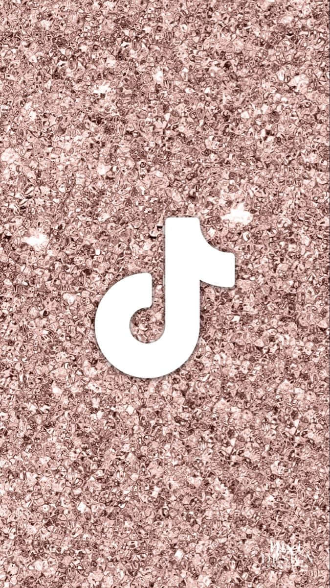 TikTok, white TikTok logo, sparkling rose gold glitter background, SD Phone Wallpaper