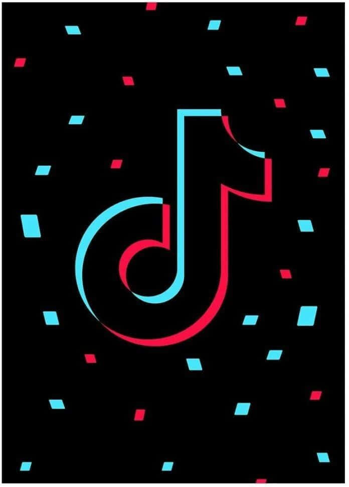 TikTok, glowing red, cyan, SD Phone Wallpaper