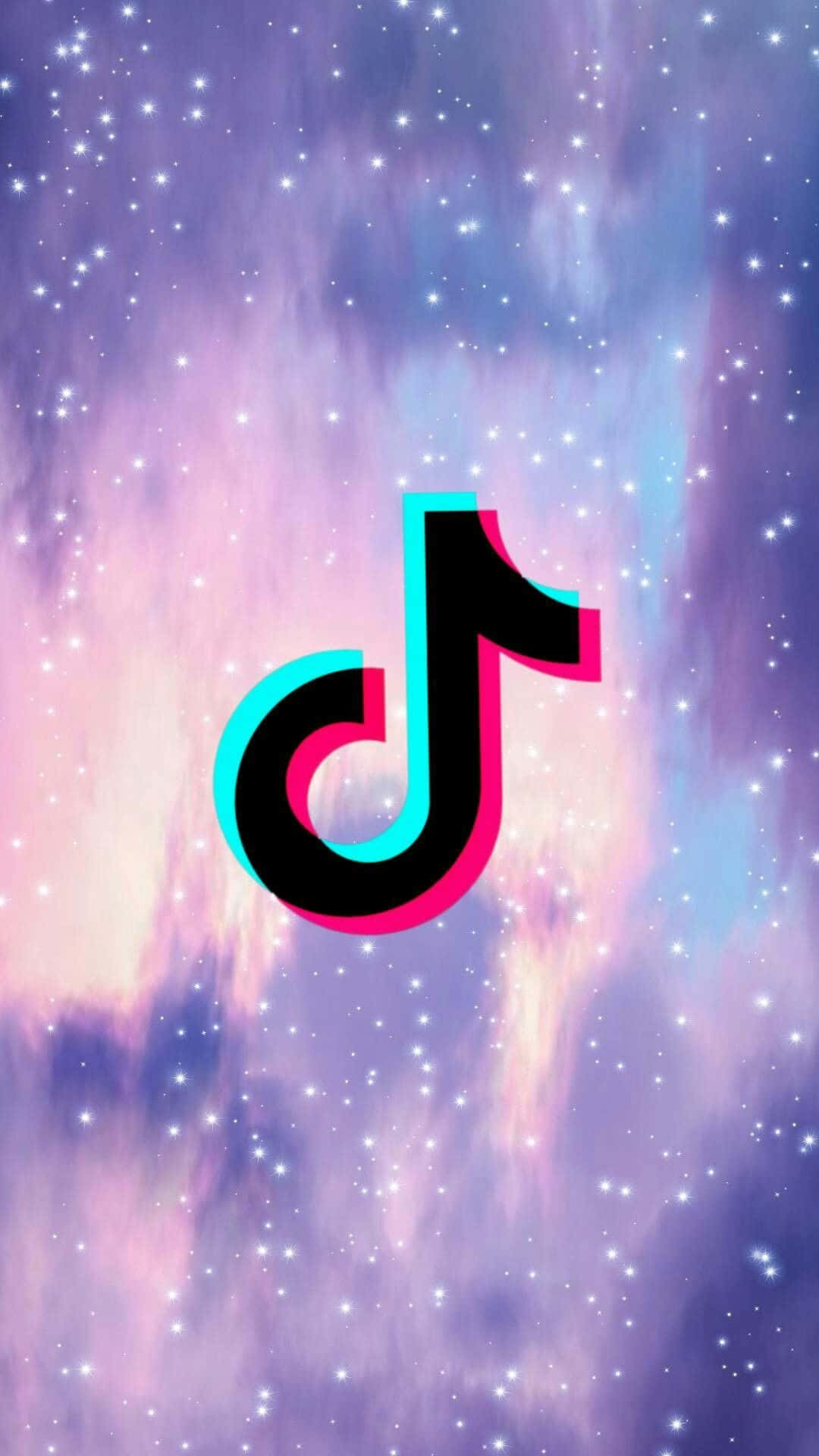 TikTok, glitch effect, cosmic background, Full HD Phone Wallpaper