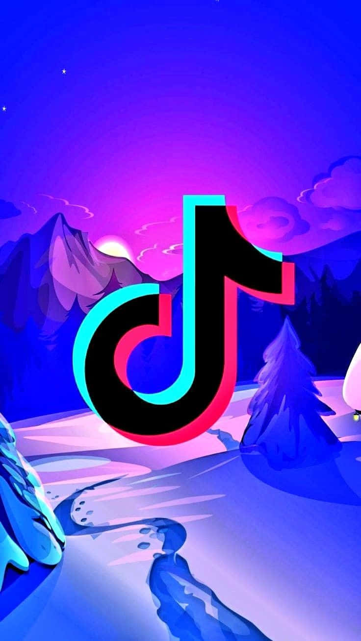 TikTok, neon, purple mountain landscape, HD Phone Wallpaper