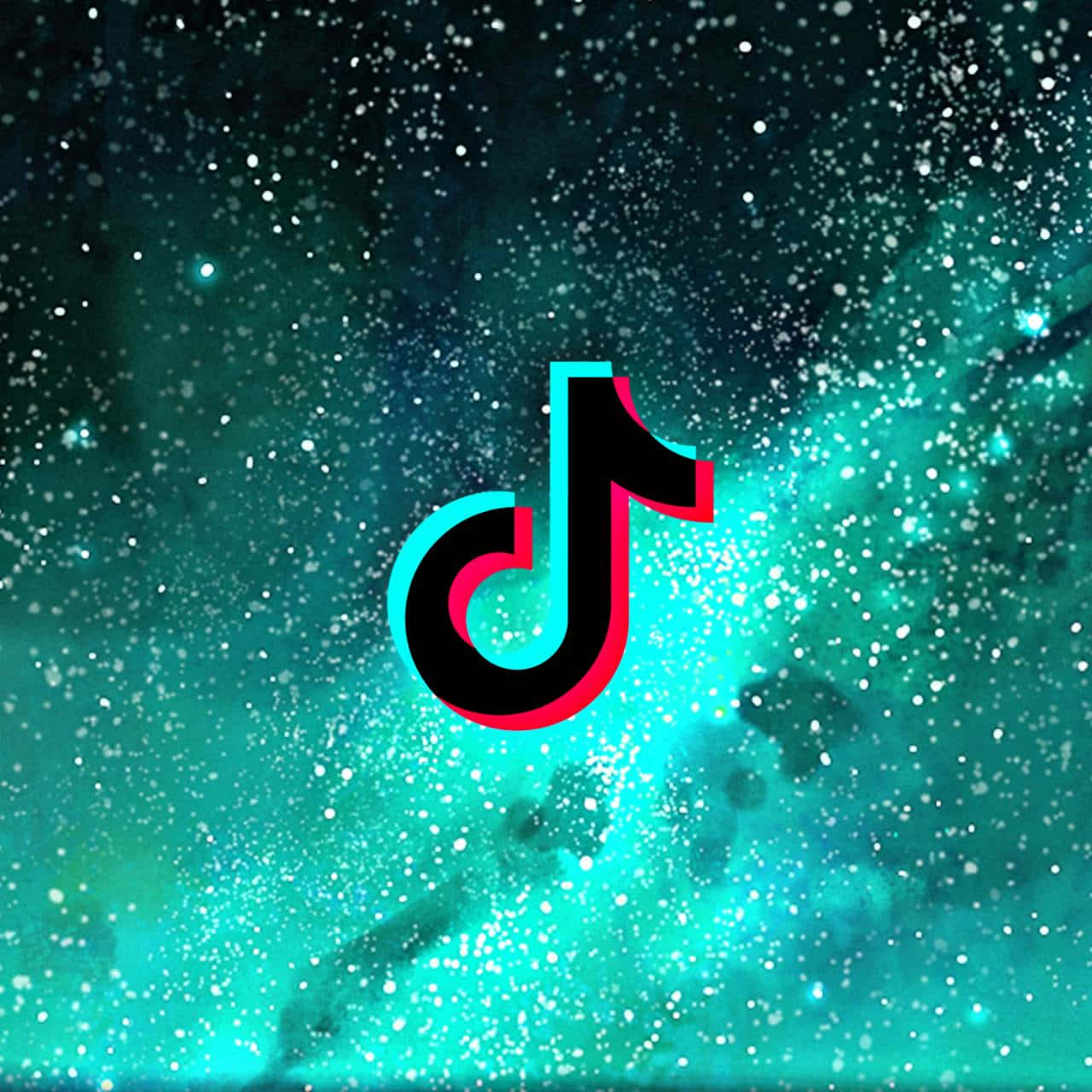 TikTok, logo, red and cyan outlines, HD Desktop Wallpaper