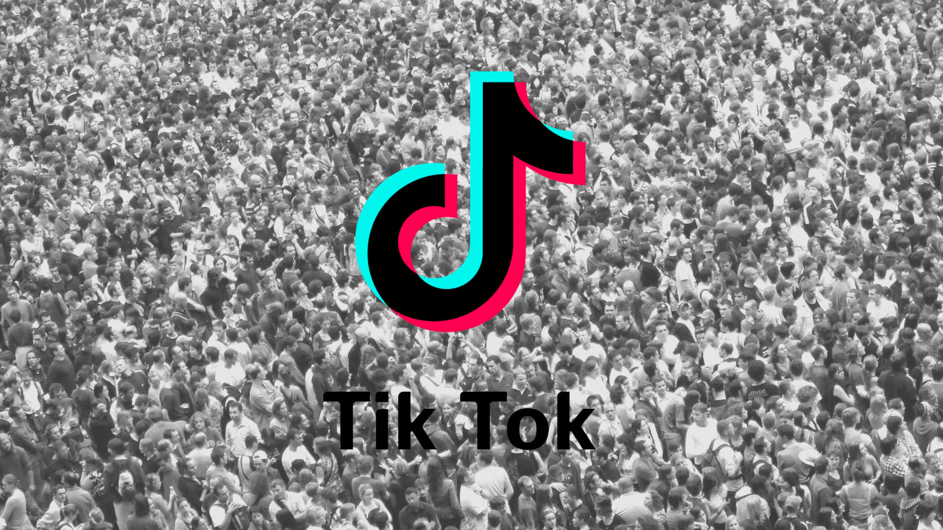 TikTok, vibrant cyan, pink, Full HD Desktop Wallpaper