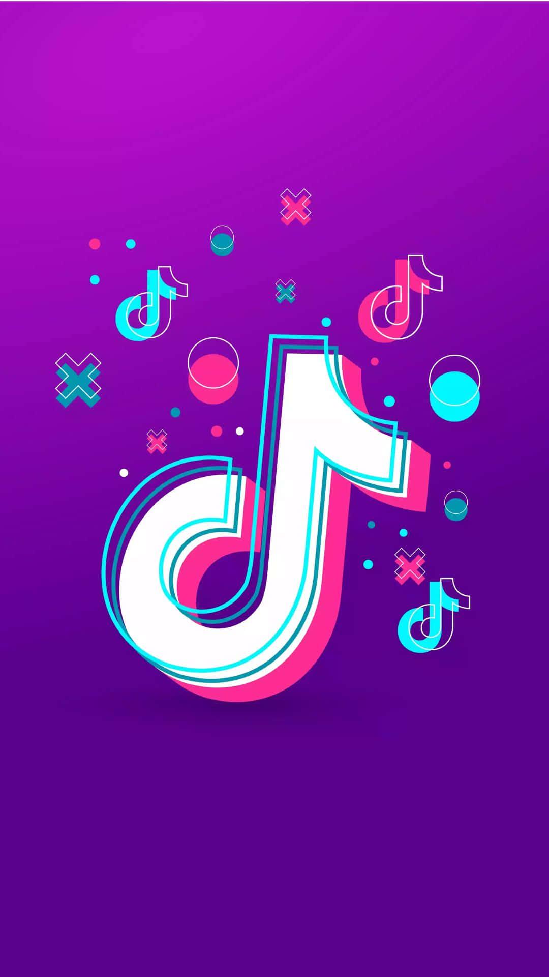 TikTok Logo, neon pink, cyan, Full HD Phone Wallpaper