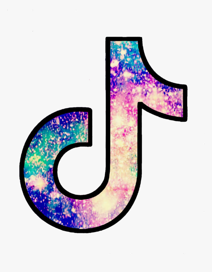 TikTok logo, cosmic glitter texture, white background, SD Phone Wallpaper