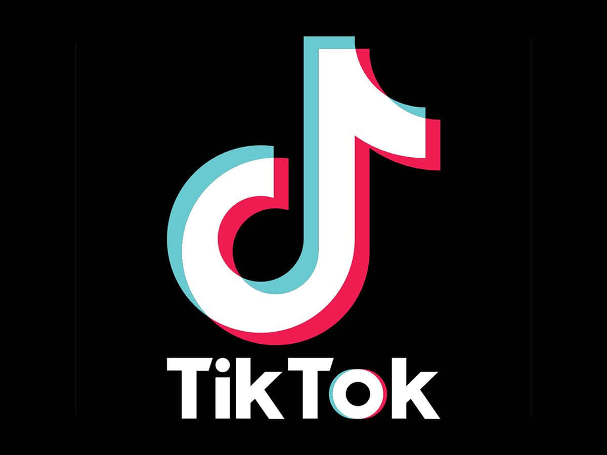 TikTok Logo, white, teal, SD Desktop Wallpaper