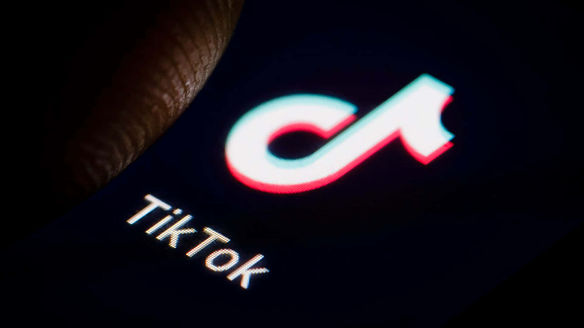 TikTok Logo, smartphone screen, glowing, Full HD Desktop Wallpaper