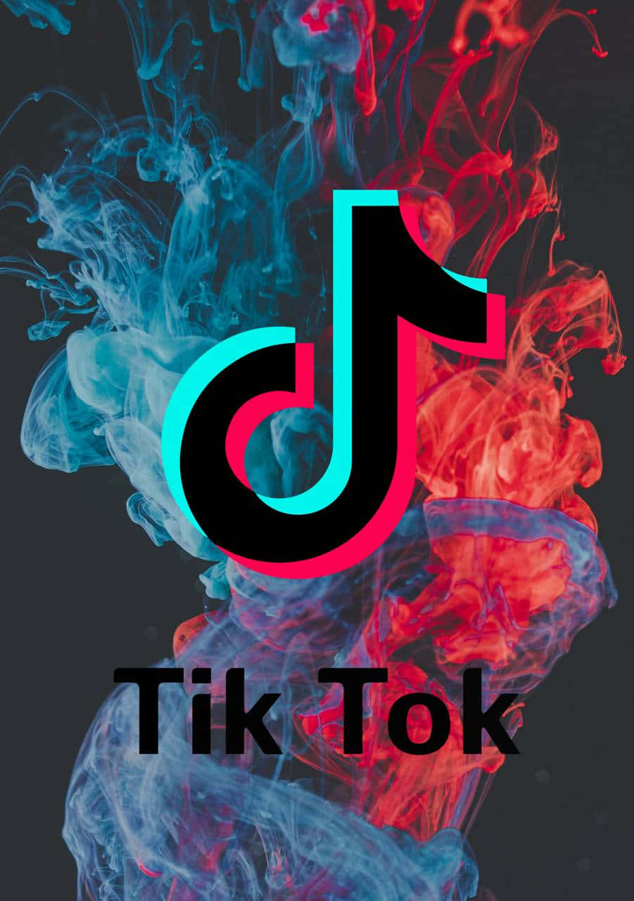 TikTok logo, red, blue, HD Phone Wallpaper