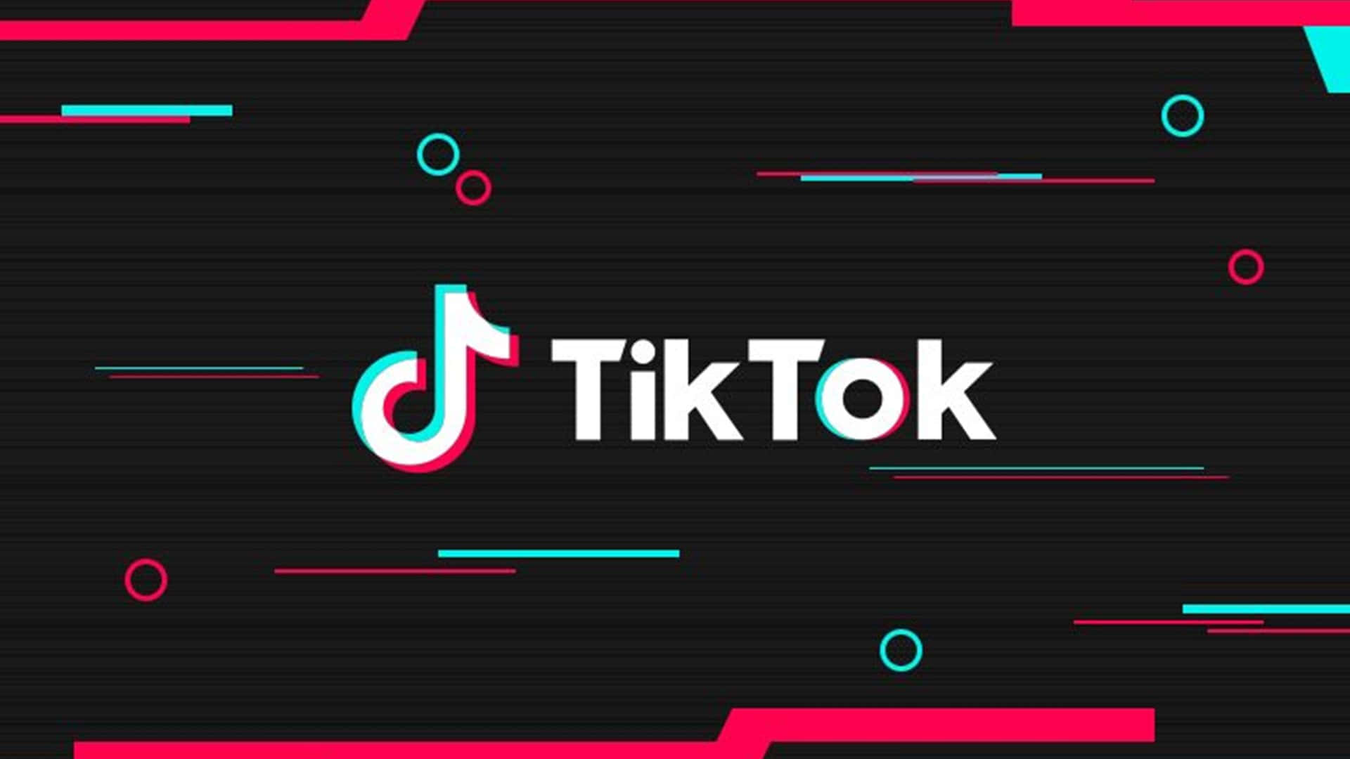 TikTok Logo, black background, glowing pink, Full HD Desktop Wallpaper
