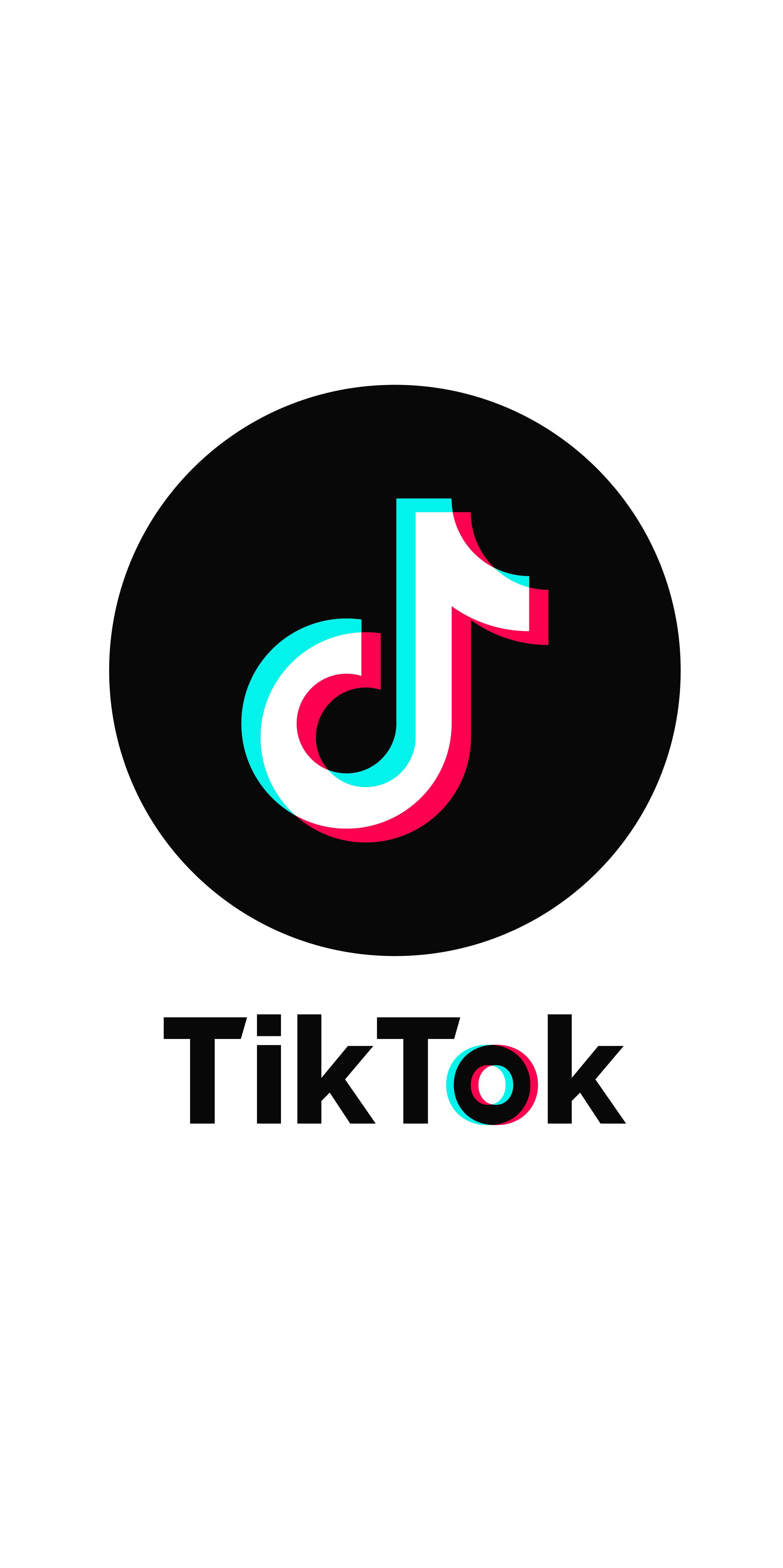 TikTok Logo, black circle, colorful musical note, 5K Phone Wallpaper