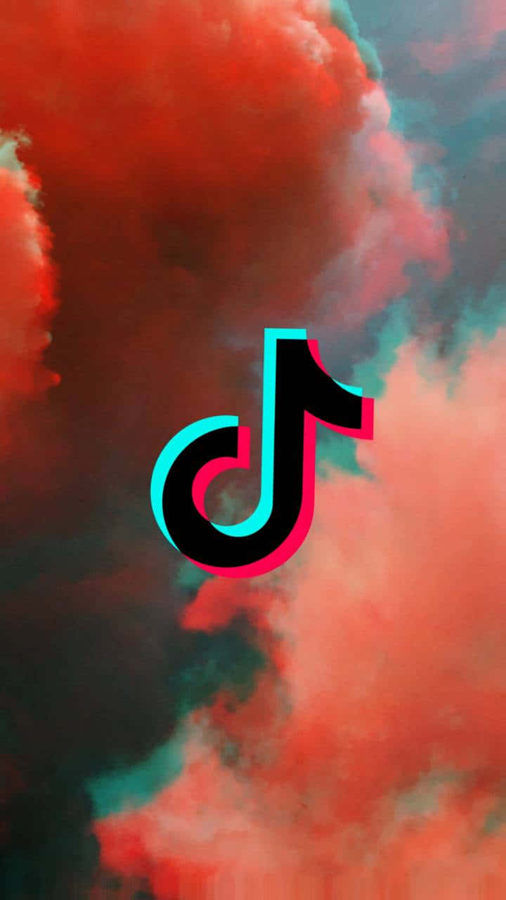 TikTok Logo, orange, blue, HD Phone Wallpaper
