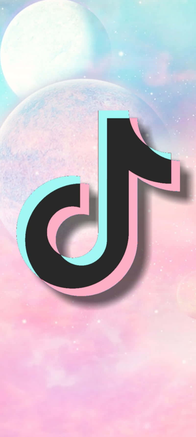 TikTok logo, pink and blue, pink background, HD Phone Wallpaper
