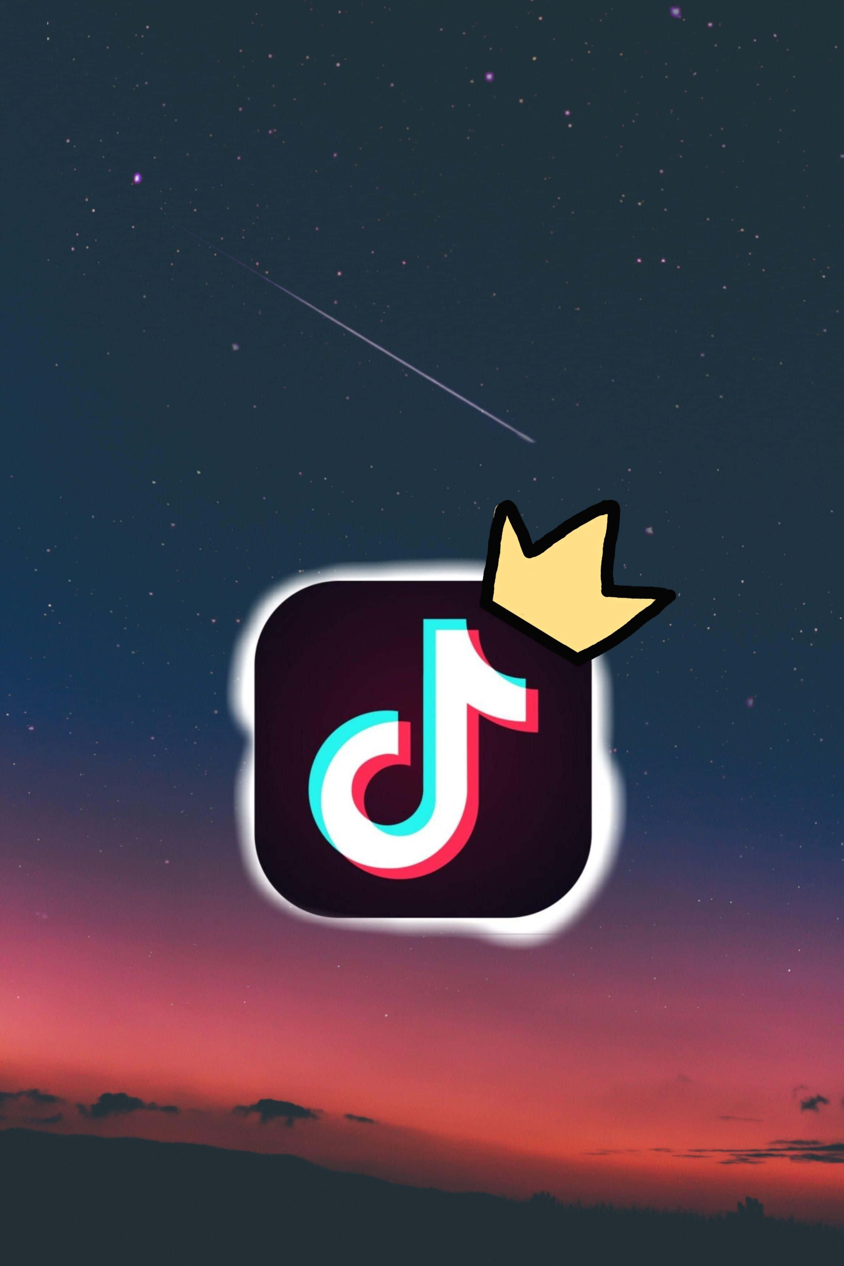 TikTok Logo, crown, twilight sky, 4K Phone Wallpaper