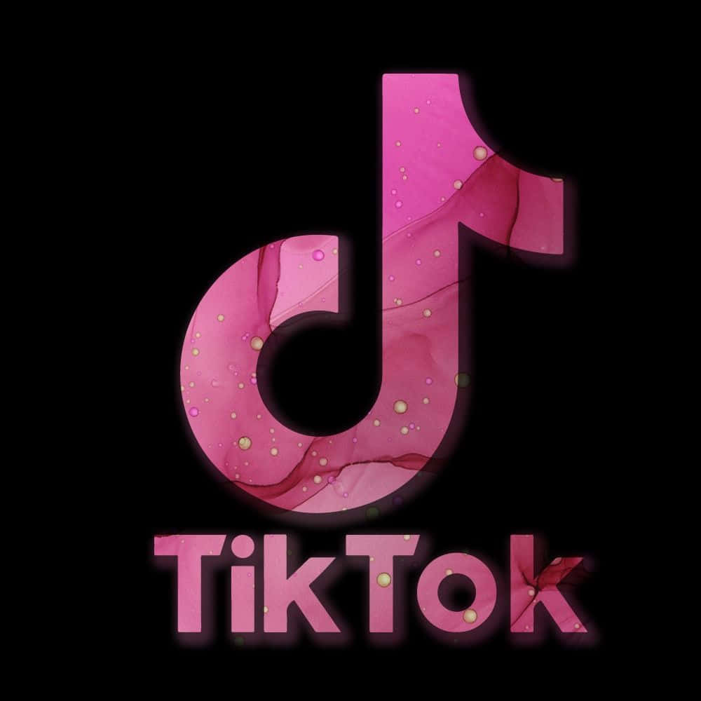 TikTok Logo, glowing pink, marbled texture, SD Desktop Wallpaper