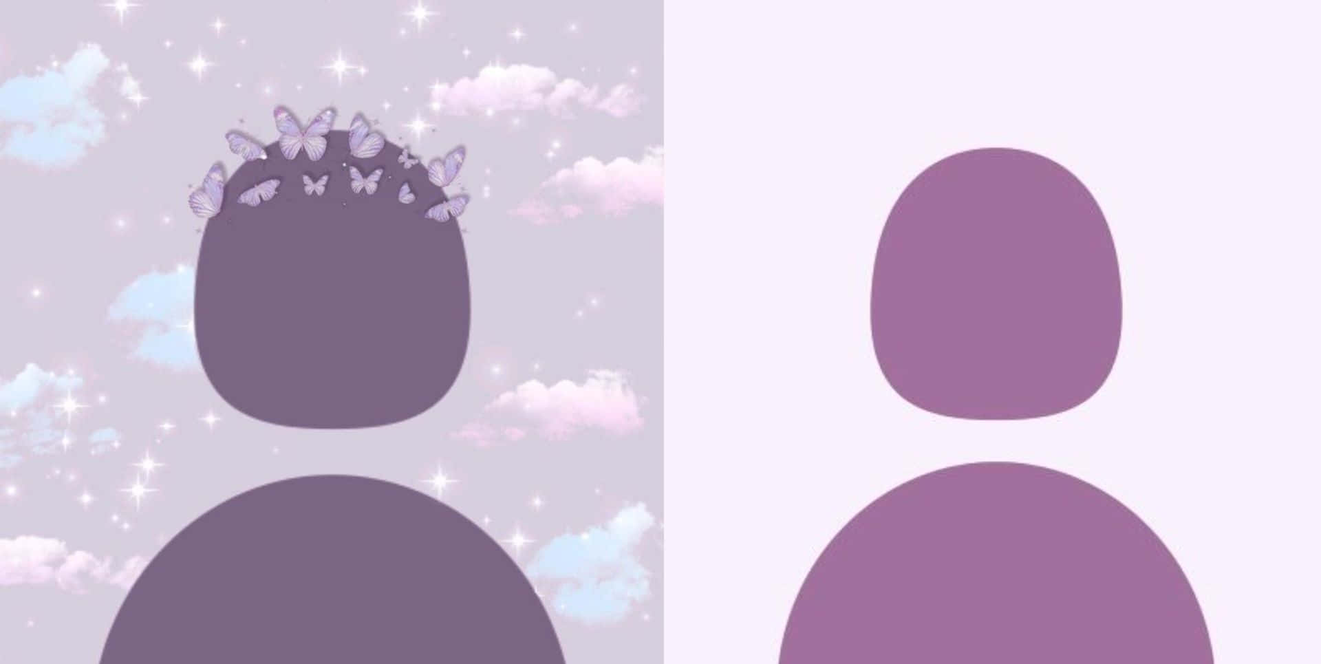 purple silhouette figures, butterflies, pastel sky, Full HD Desktop Wallpaper