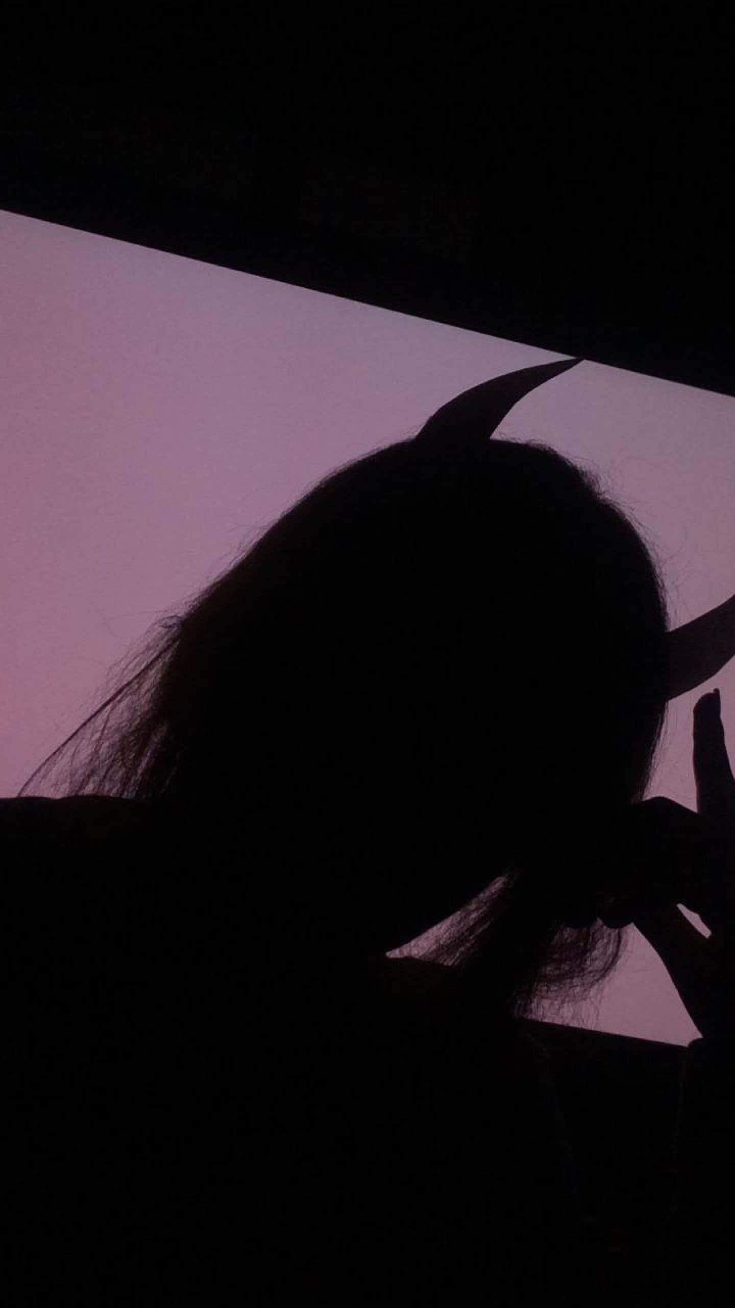 devil horns, silhouette, purple twilight sky, 2K Phone Wallpaper