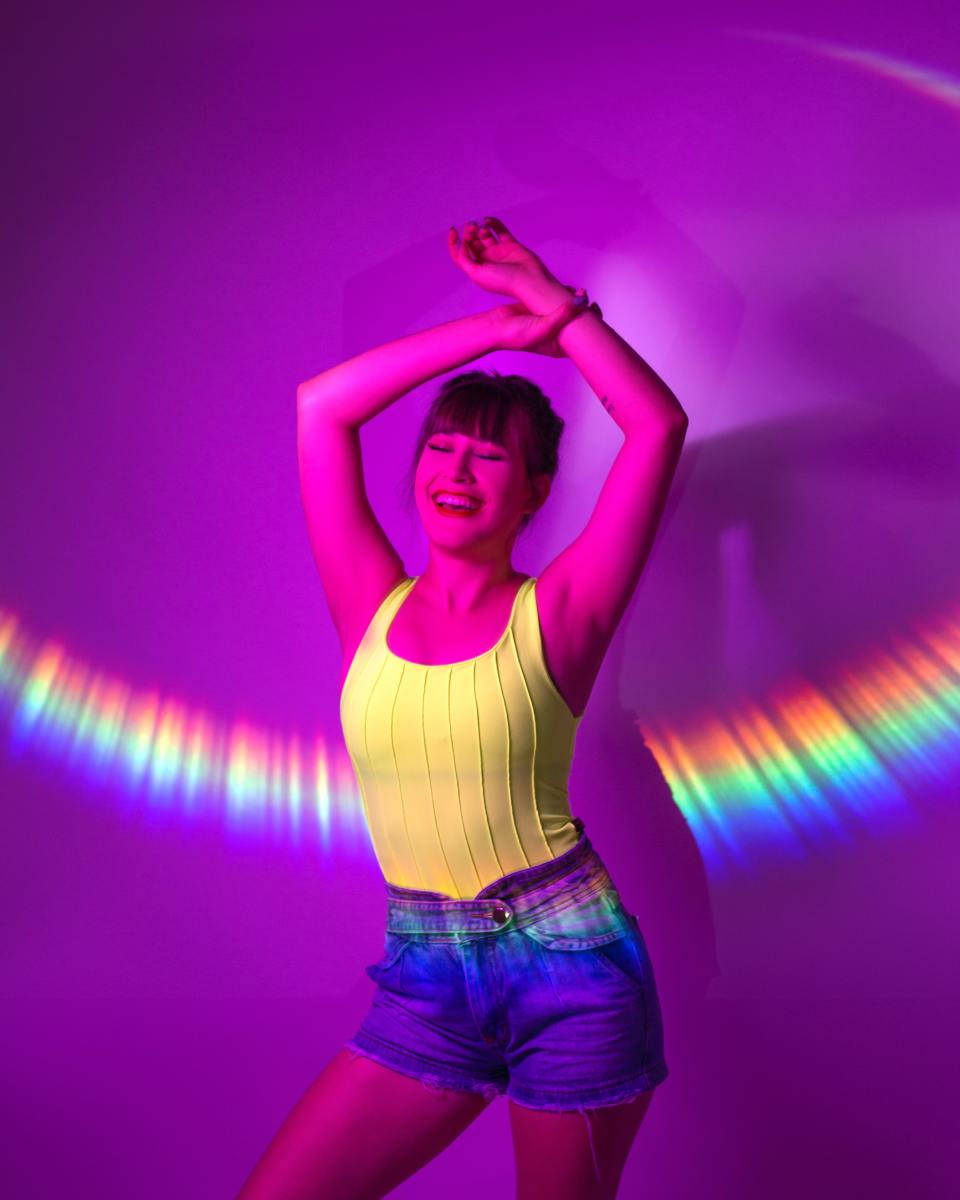 TikTok PFP, rainbow arcs, vibrant purple lights, SD Phone Wallpaper