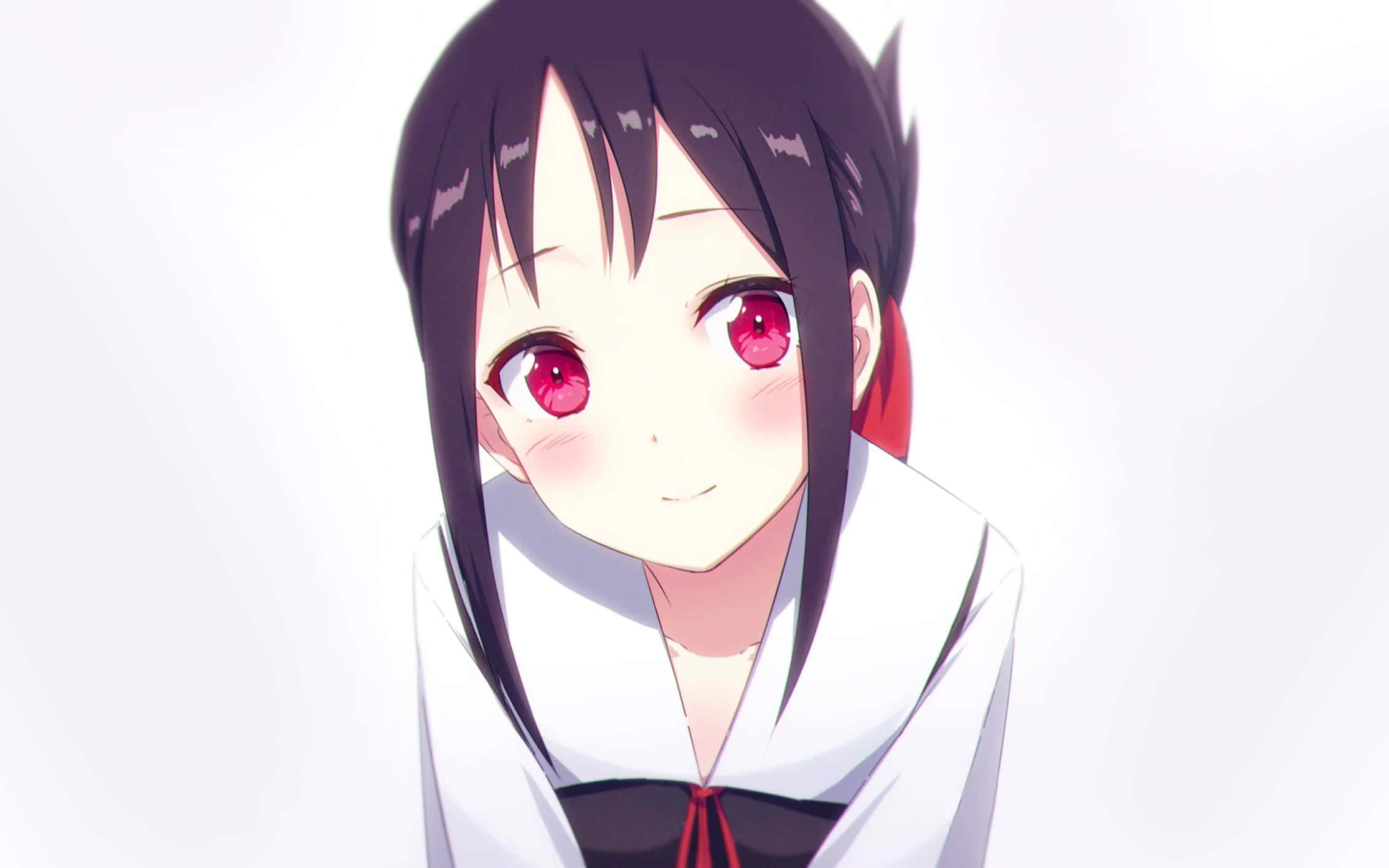 red eyes, black hair, anime girl, Full HD Desktop Wallpaper