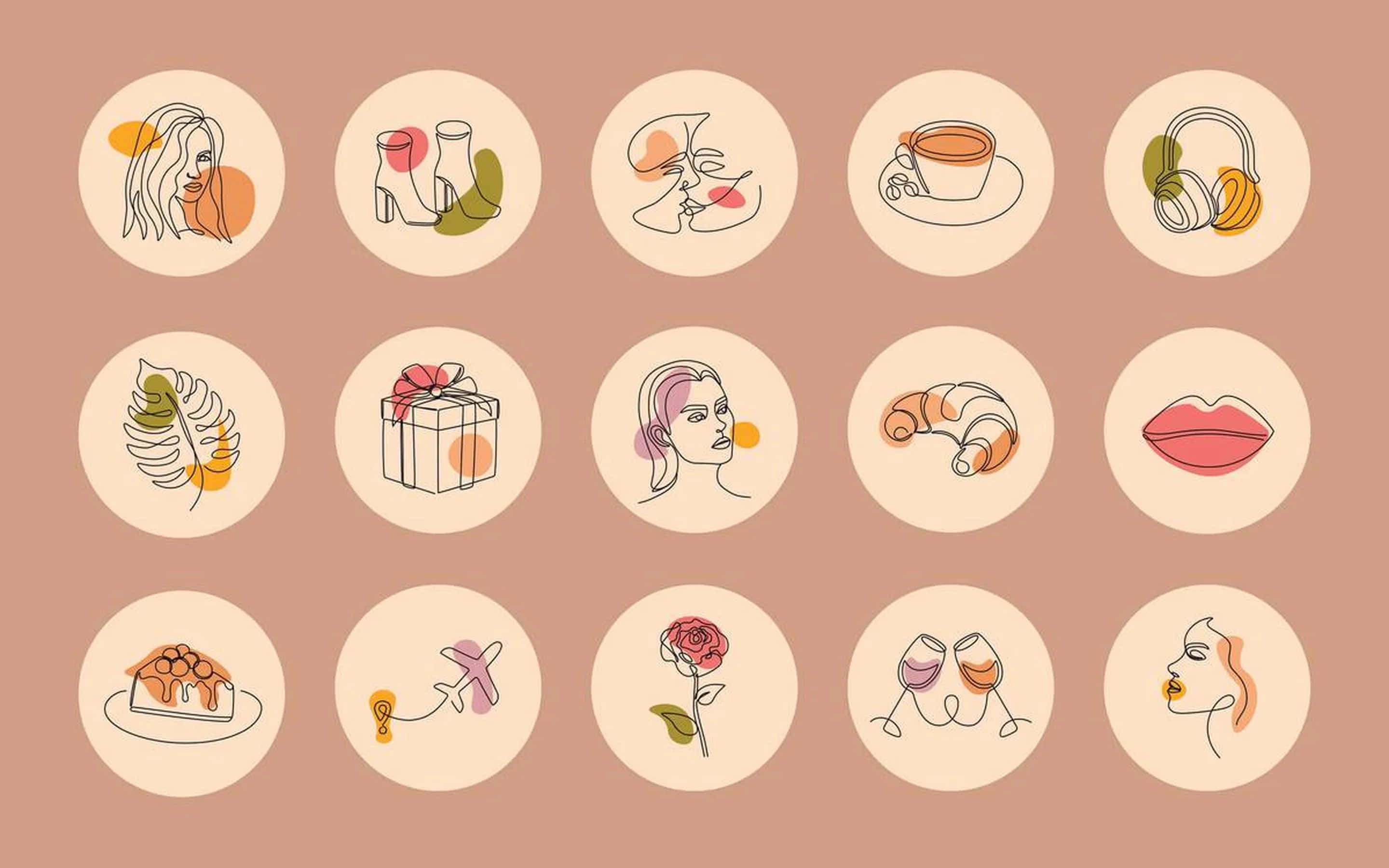 doodles, TikTok PFP, minimalist line art icons, 2K Desktop Wallpaper
