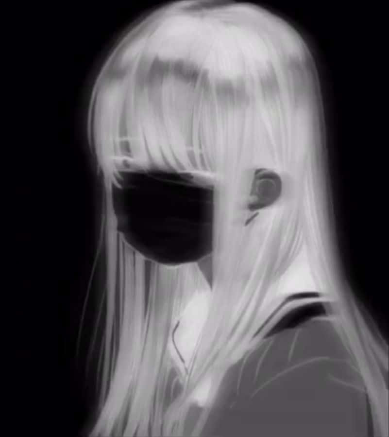 white outline, edgy girl, ghostly anime girl, SD Phone Wallpaper