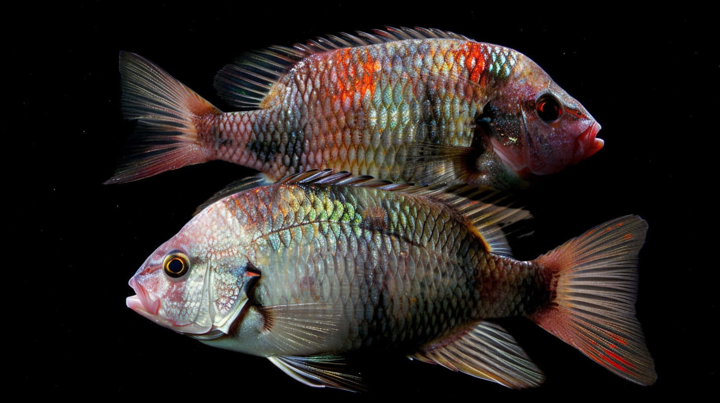 colorful tilapia, cichlid fish, iridescent scales, HD Desktop Wallpaper