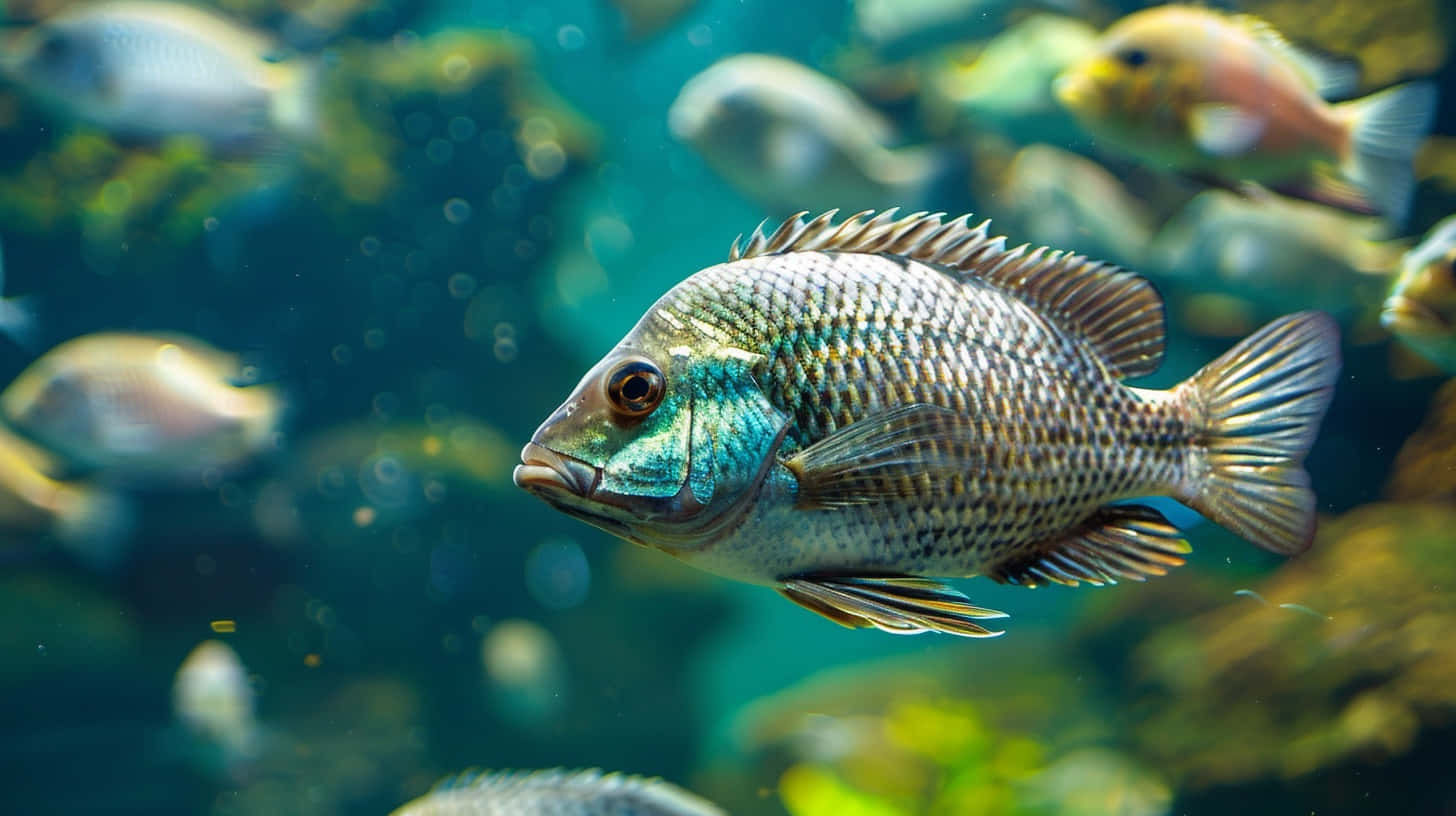 Tilapia, clear blue-green water, coral, HD Desktop Wallpaper