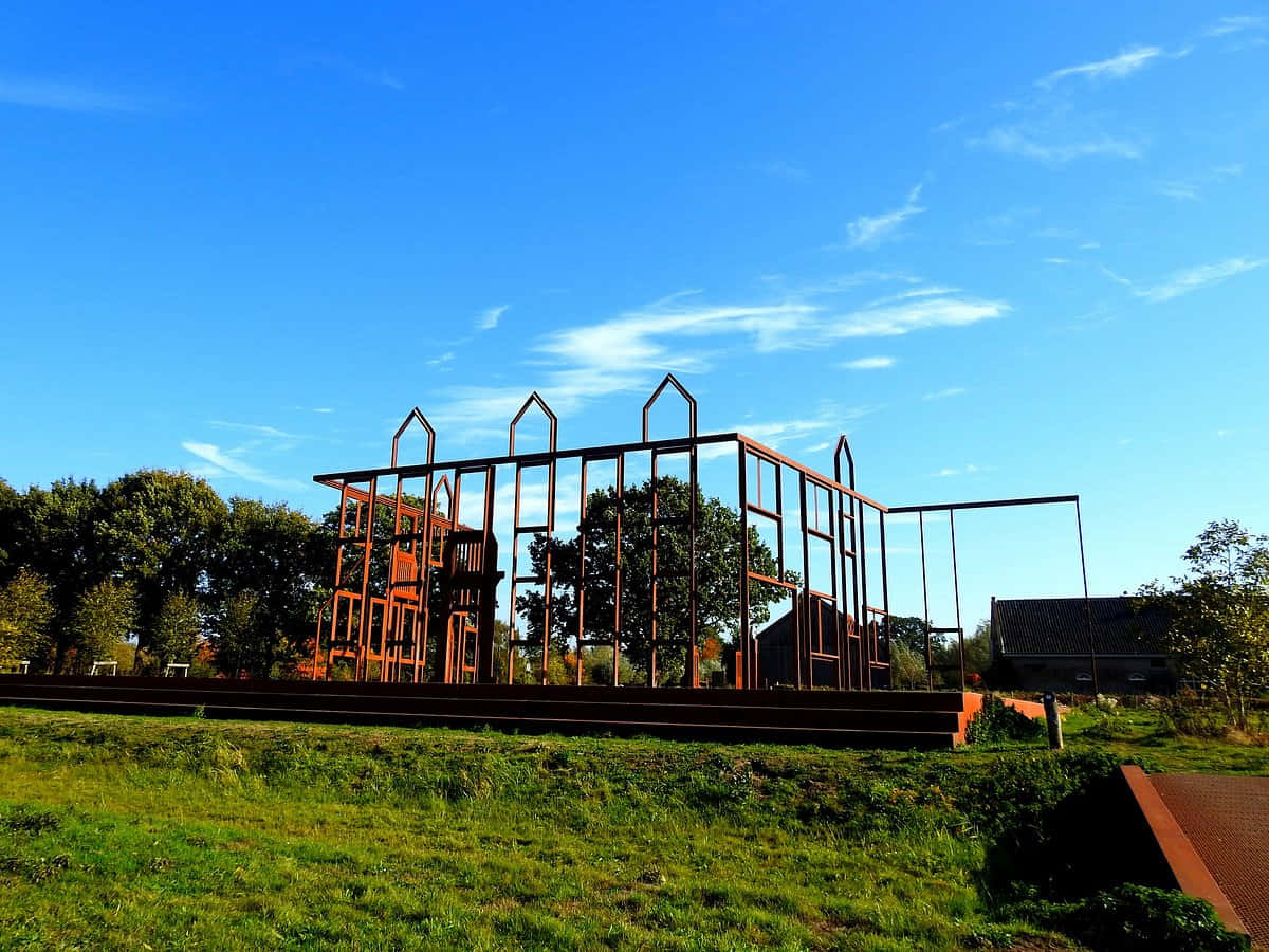 Tilburg, outdoor playground structure, rusted metal, SD Desktop Wallpaper