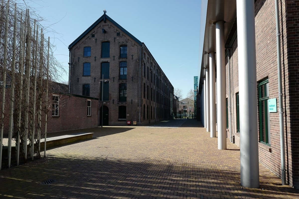 Tilburg, industrial heritage site, sunlit brick courtyard, SD Desktop Wallpaper