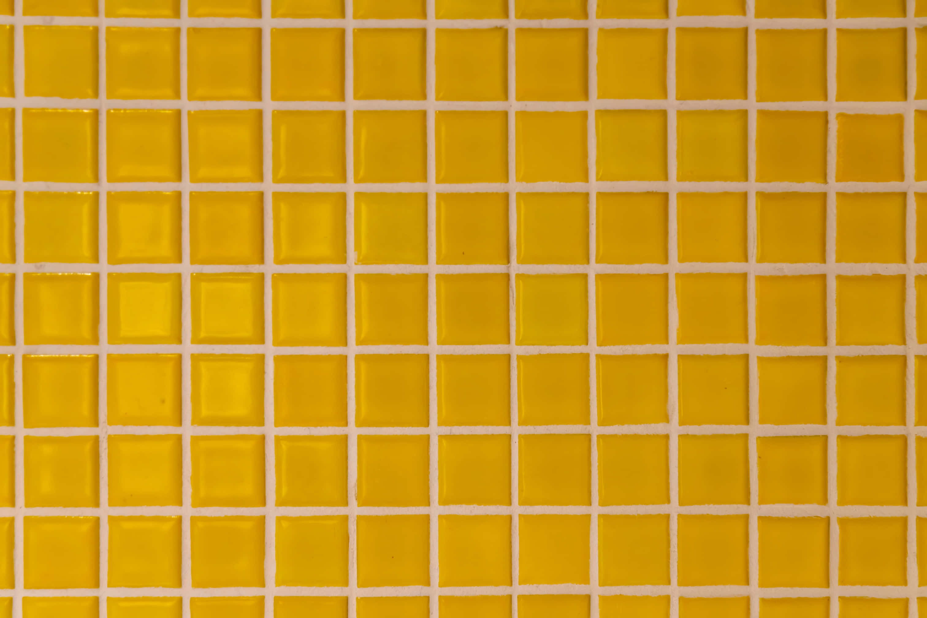 yellow tile pattern, bright yellow square tiles, white grout lines, 2K Desktop Wallpaper