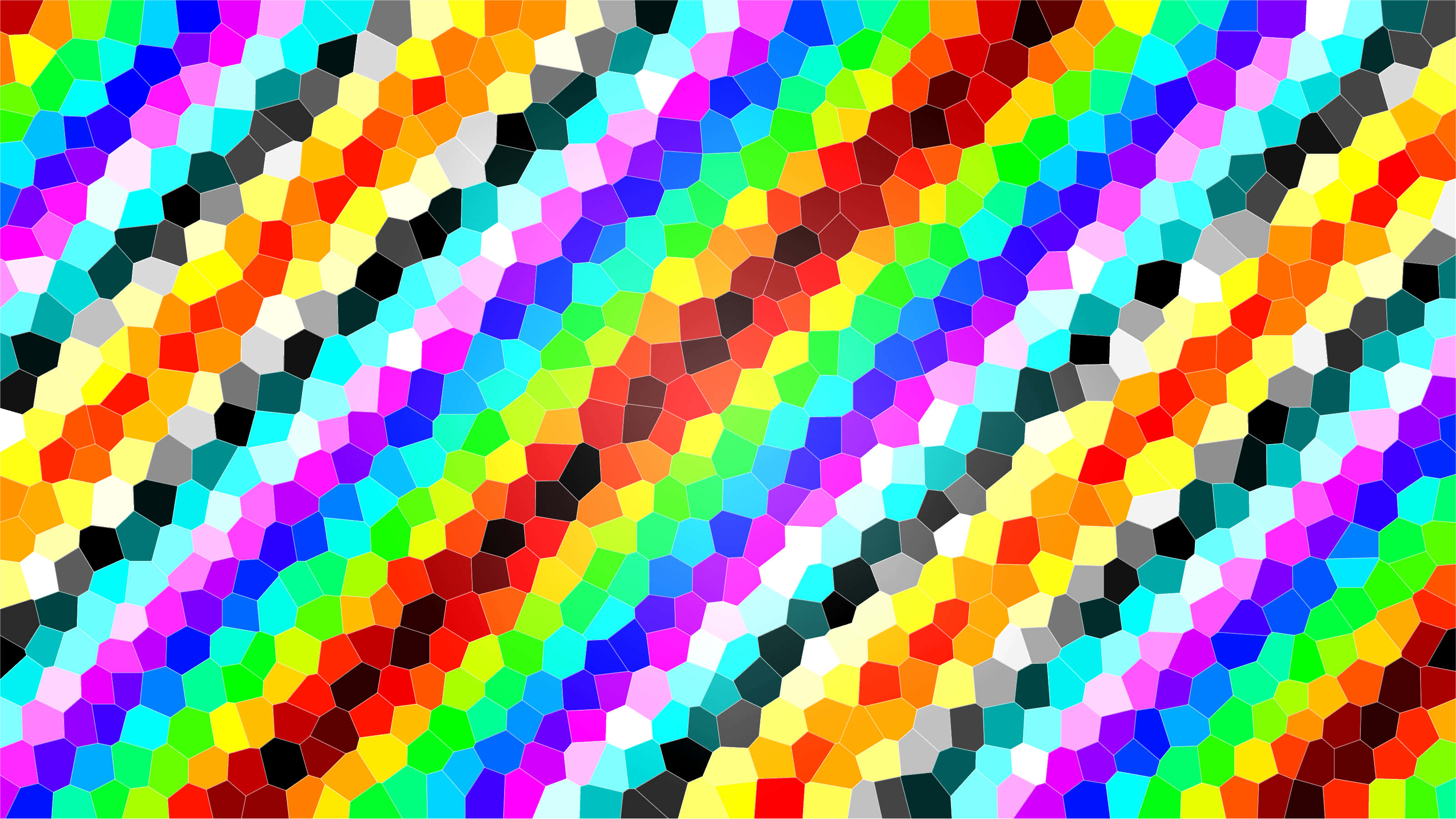 Rainbow Glitch Tile, multicolored hexagons, kaleidoscopic dance, 2K Desktop Wallpaper