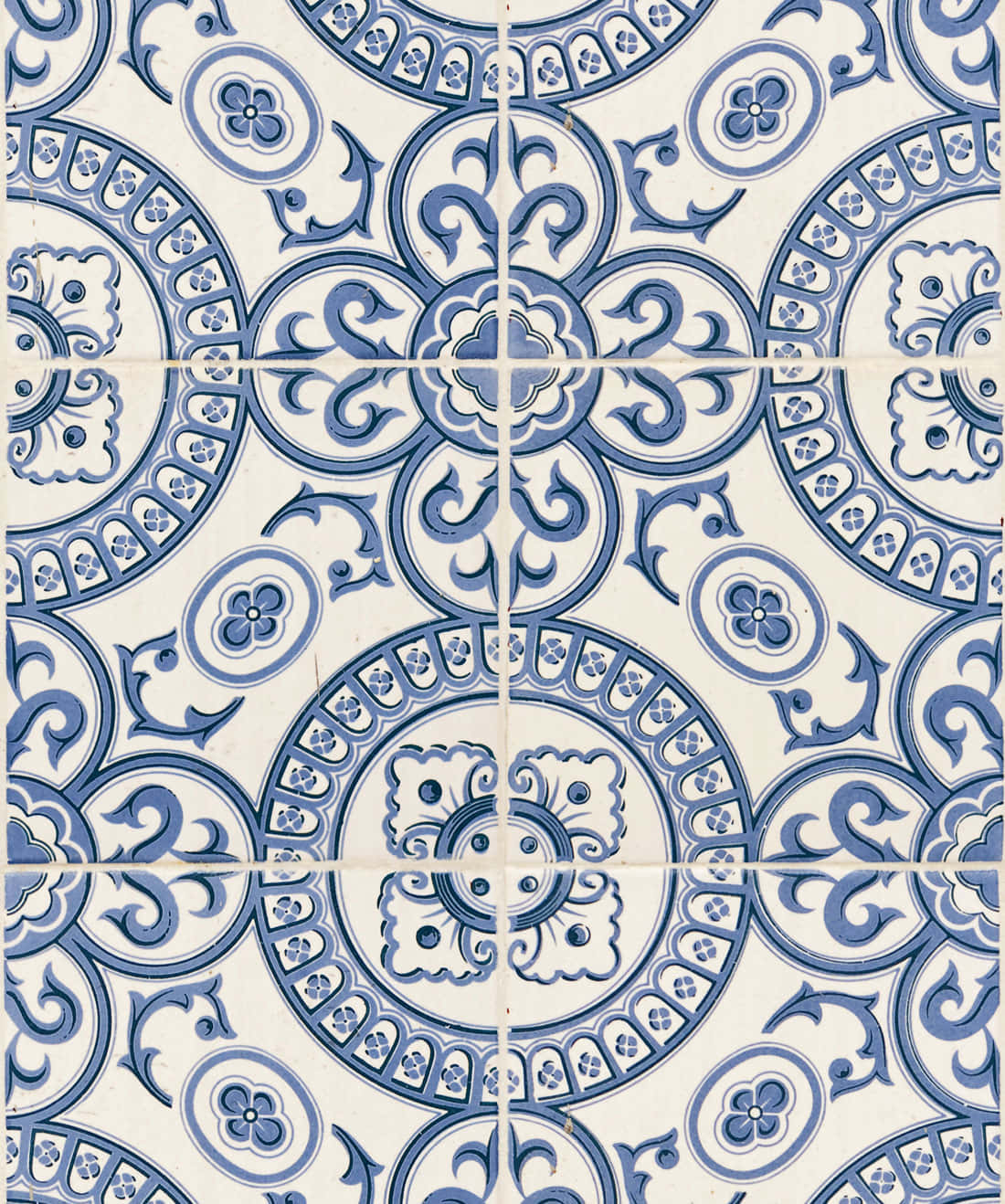 blue, white, ceramic tile, HD Phone Wallpaper