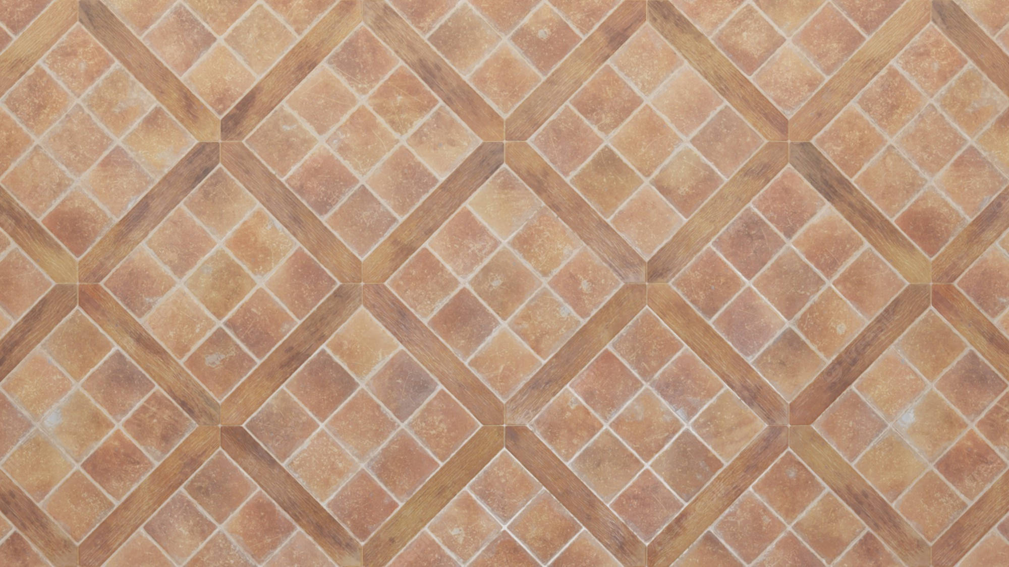Mediterranean terracotta floor tiles, diamond pattern, warm earthy tones, Full HD Desktop Wallpaper