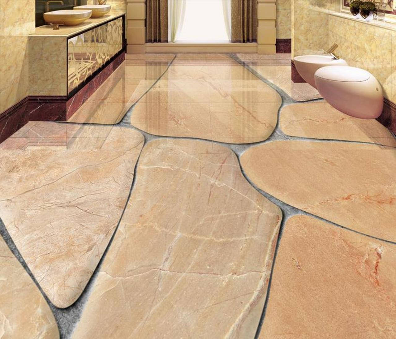 European Cobblestone Floor Tiles, beige stone tiles, modern floating sinks, HD Desktop Wallpaper
