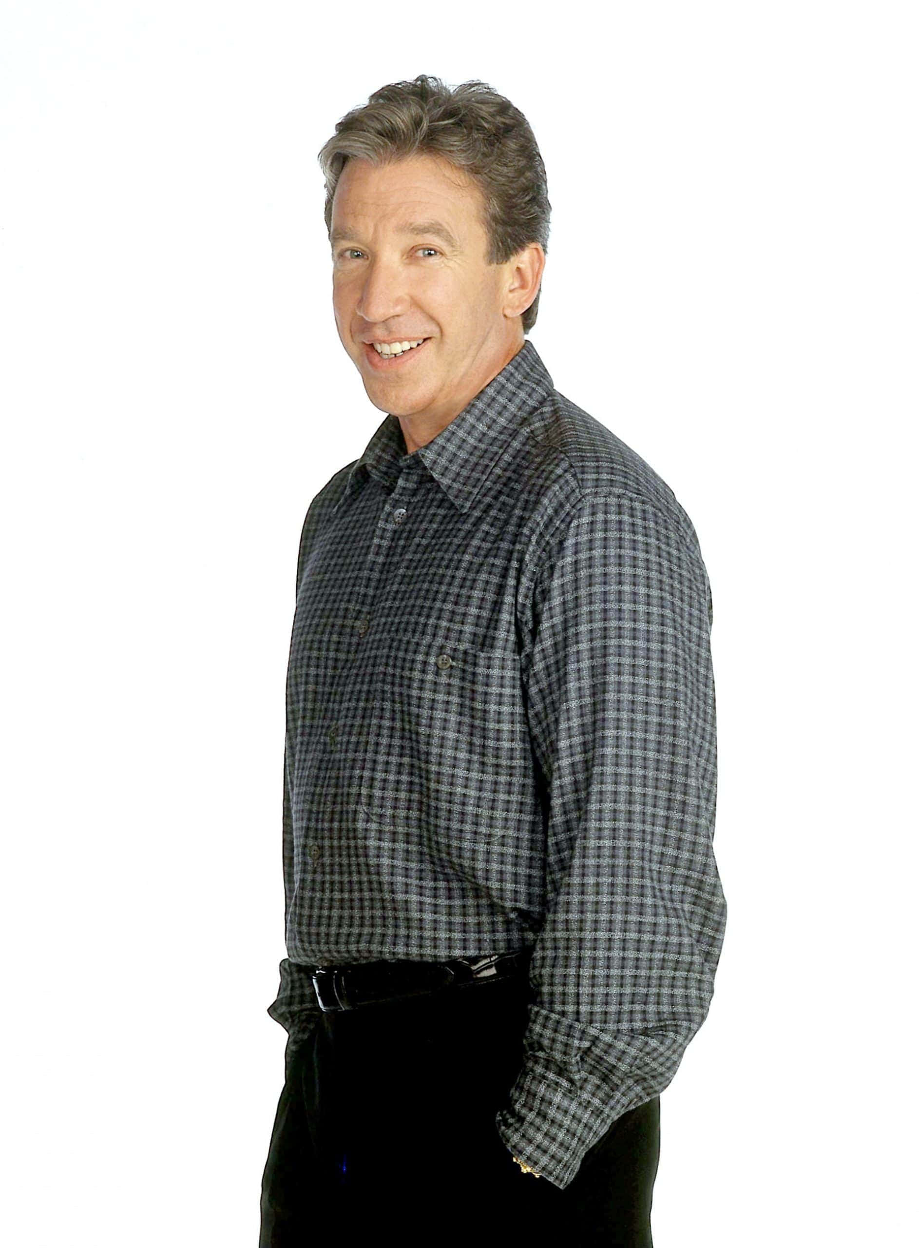 Tim Allen, plaid shirt, white background, 2K Phone Wallpaper