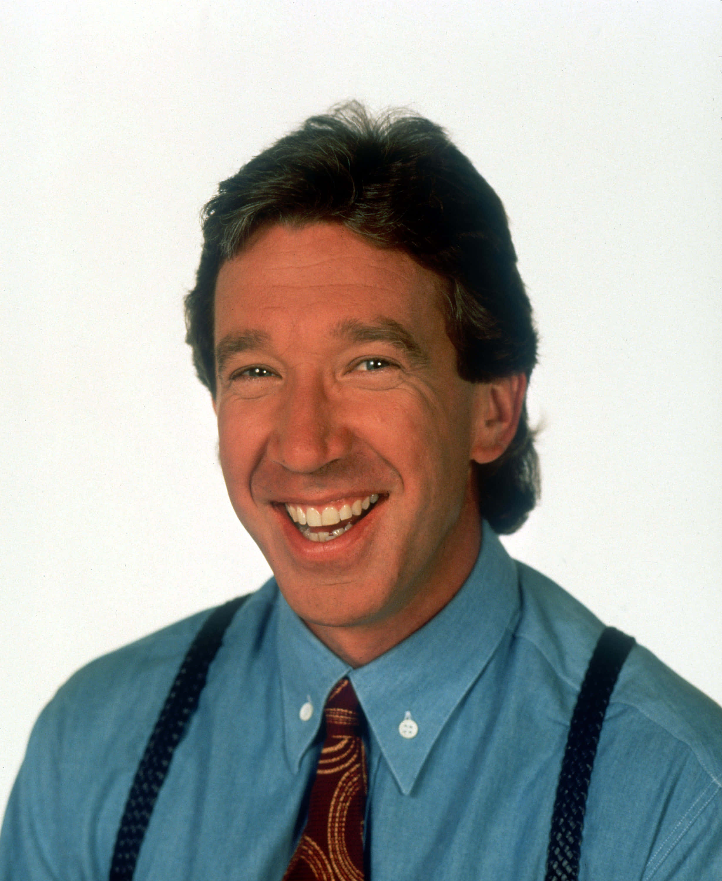 Tim Allen, blue shirt, suspenders, 2K Phone Wallpaper