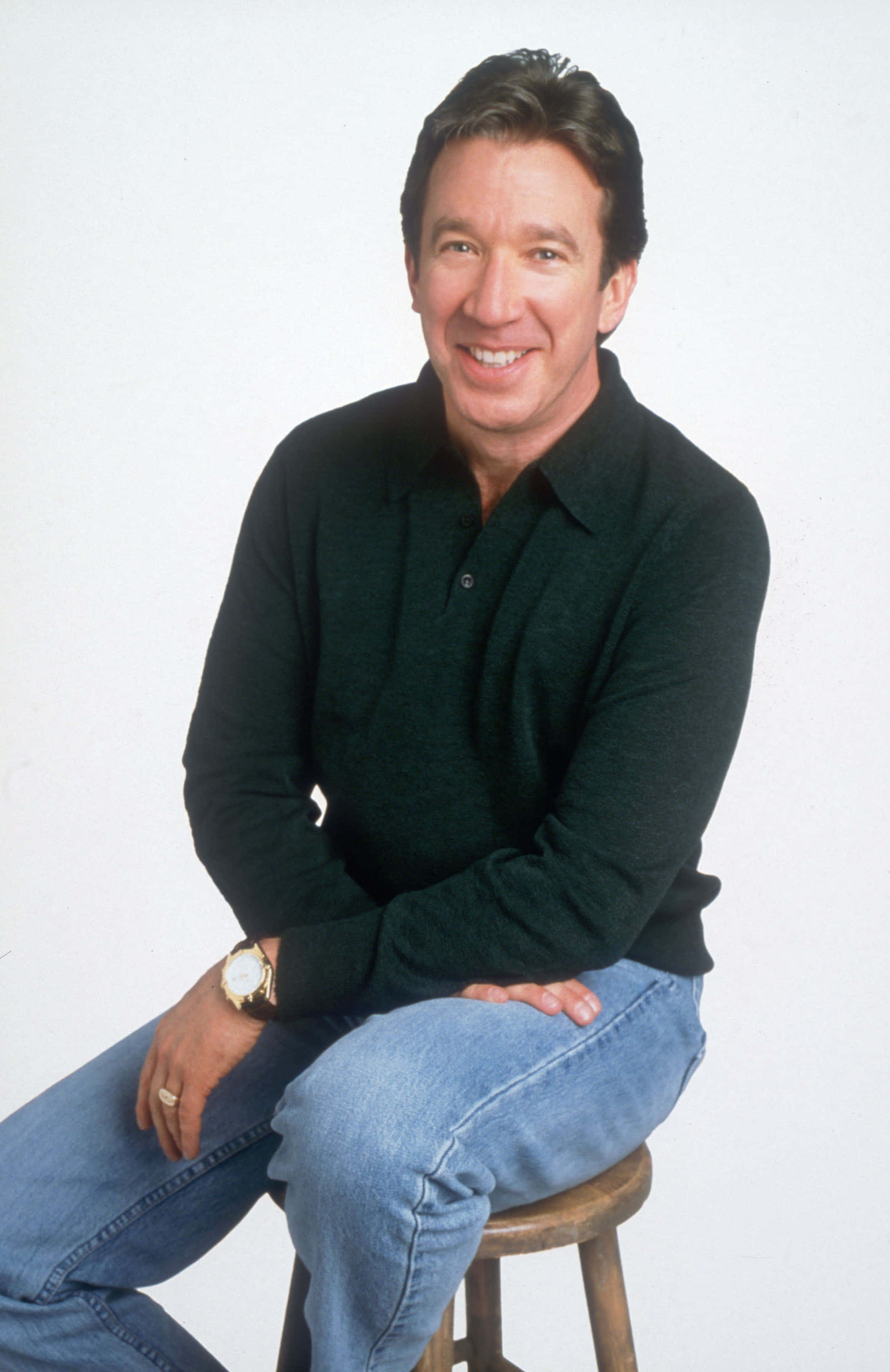 Tim Allen, black polo, blue jeans, 2K Phone Wallpaper