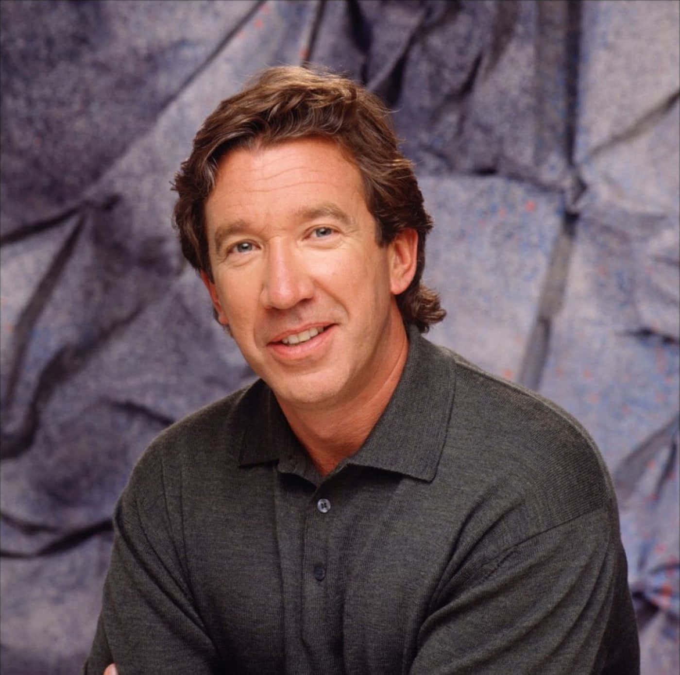 Tim Allen, dark gray polo shirt, textured blue-gray backdrop, HD Desktop Wallpaper
