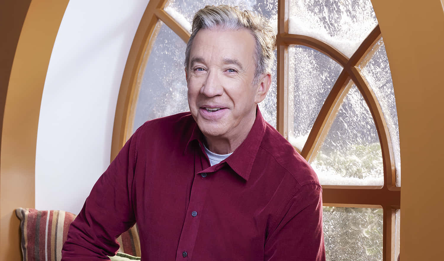 Tim Allen, red shirt, large arched window, HD Desktop Wallpaper