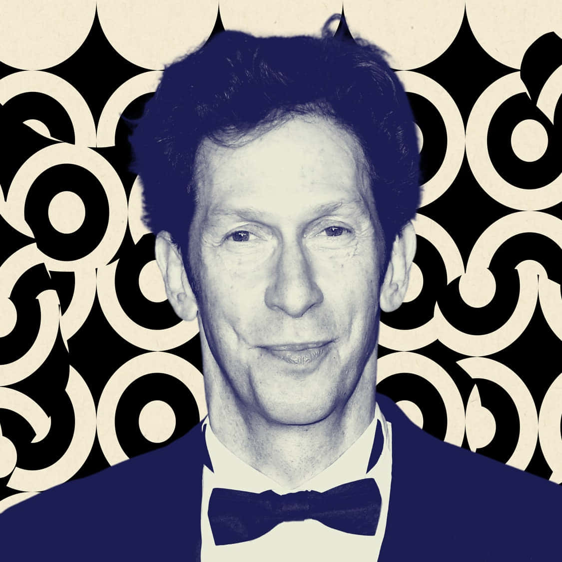 Tim Blake Nelson, tuxedo, black and white geometric patterned background, SD Desktop Wallpaper