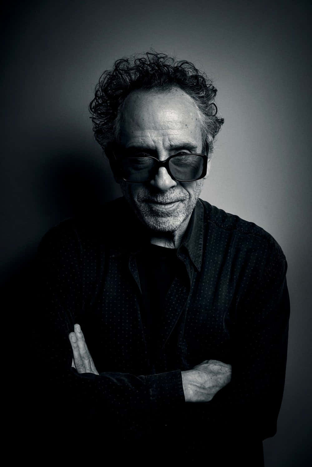 Tim Burton, black and white, curly hair, HD Phone Wallpaper