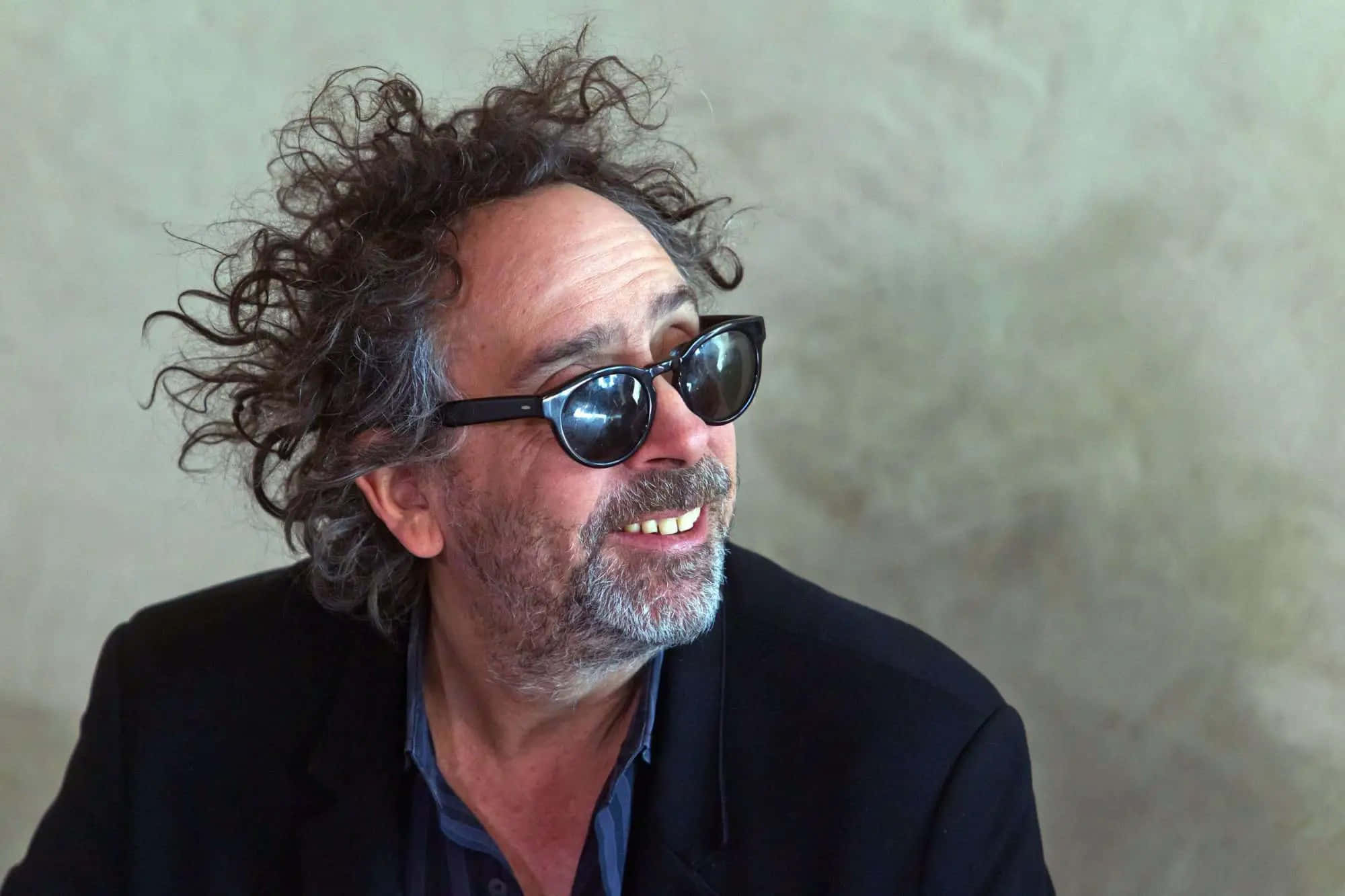 Tim Burton, beige wall, wild curly hair, Full HD Desktop Wallpaper